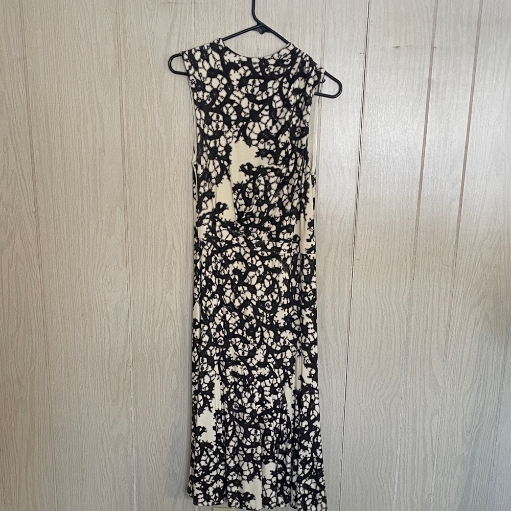 Leifsdottir Black and Cream Floral Midi Dress